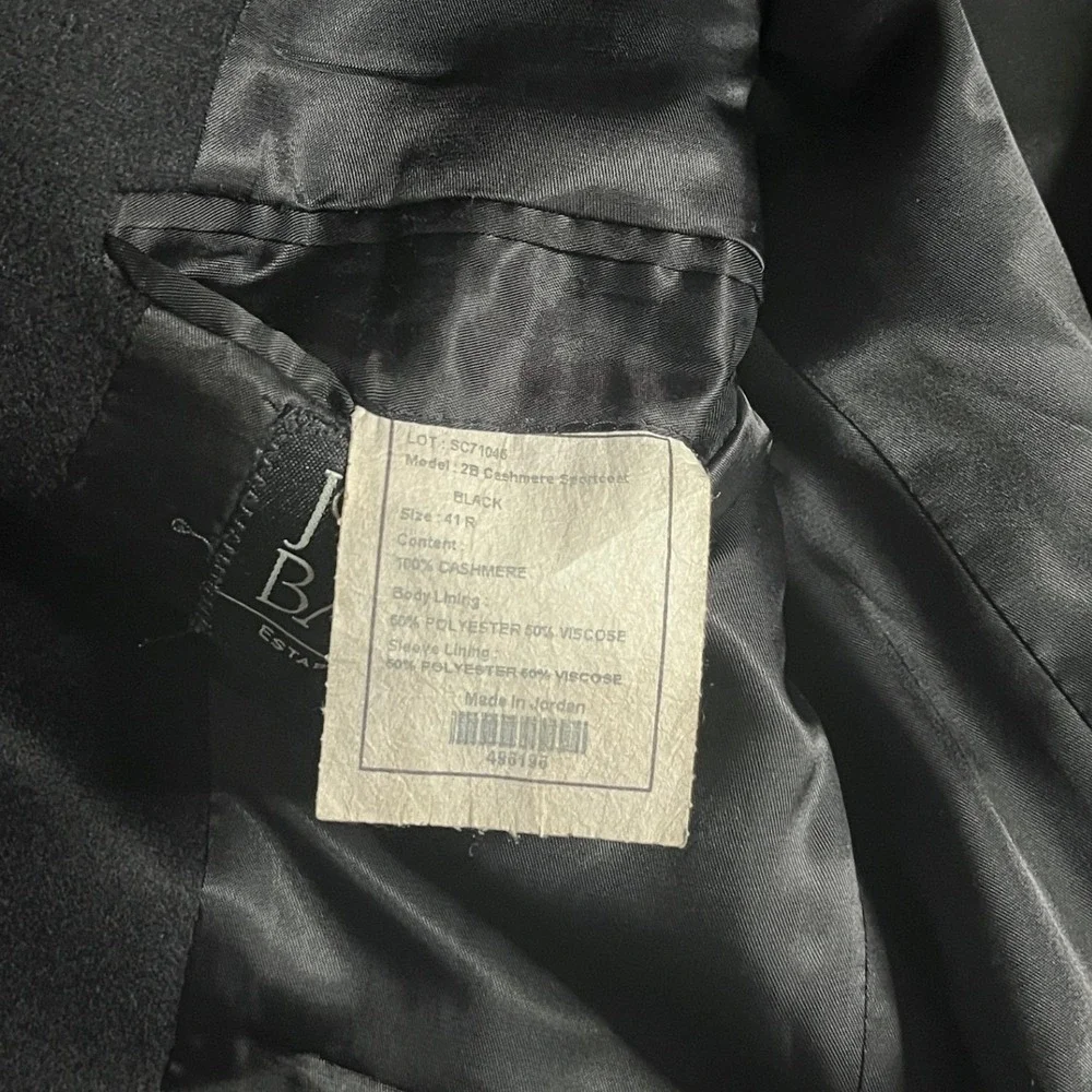JOS. A. BANK Black Blazer 41R 100%‎ Cashmere Mens Sport Coat Two Button